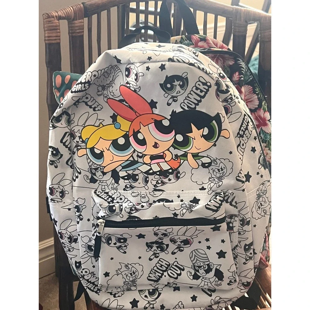 The Powerpuff Girls Trio Backpack Blossom Bubbles and Buttercup White Black